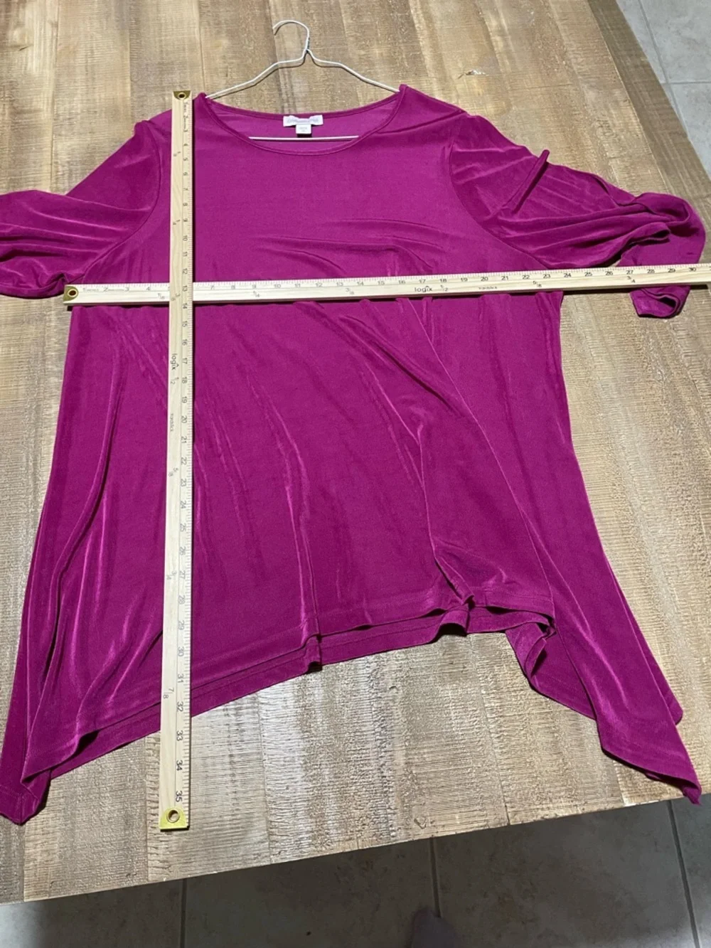 Coldwater Creek  Raspberry Scoop-Neck Long Sleeve Tunic Tee